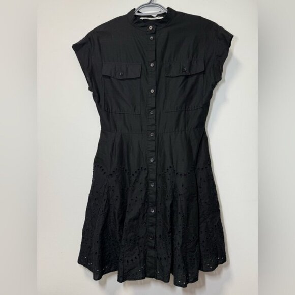 Zara Black Mini Dress with Eyelet Detail size XS - Picture 4 of 8